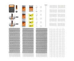 deer food plot electric fence kit from gallagher with all the parts, posts, wire, energizer and signs